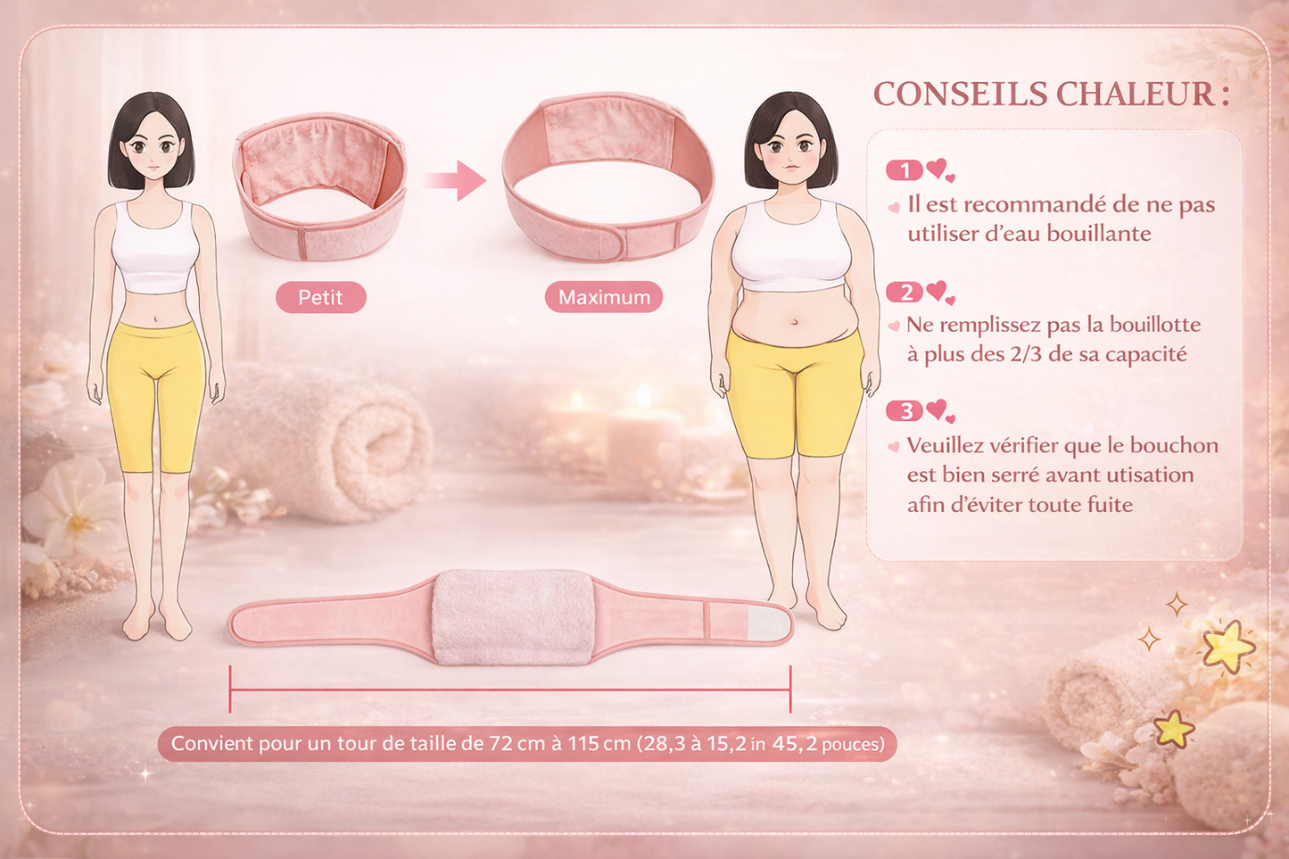 Bouillotte Portable avec Ceinture en Peluche